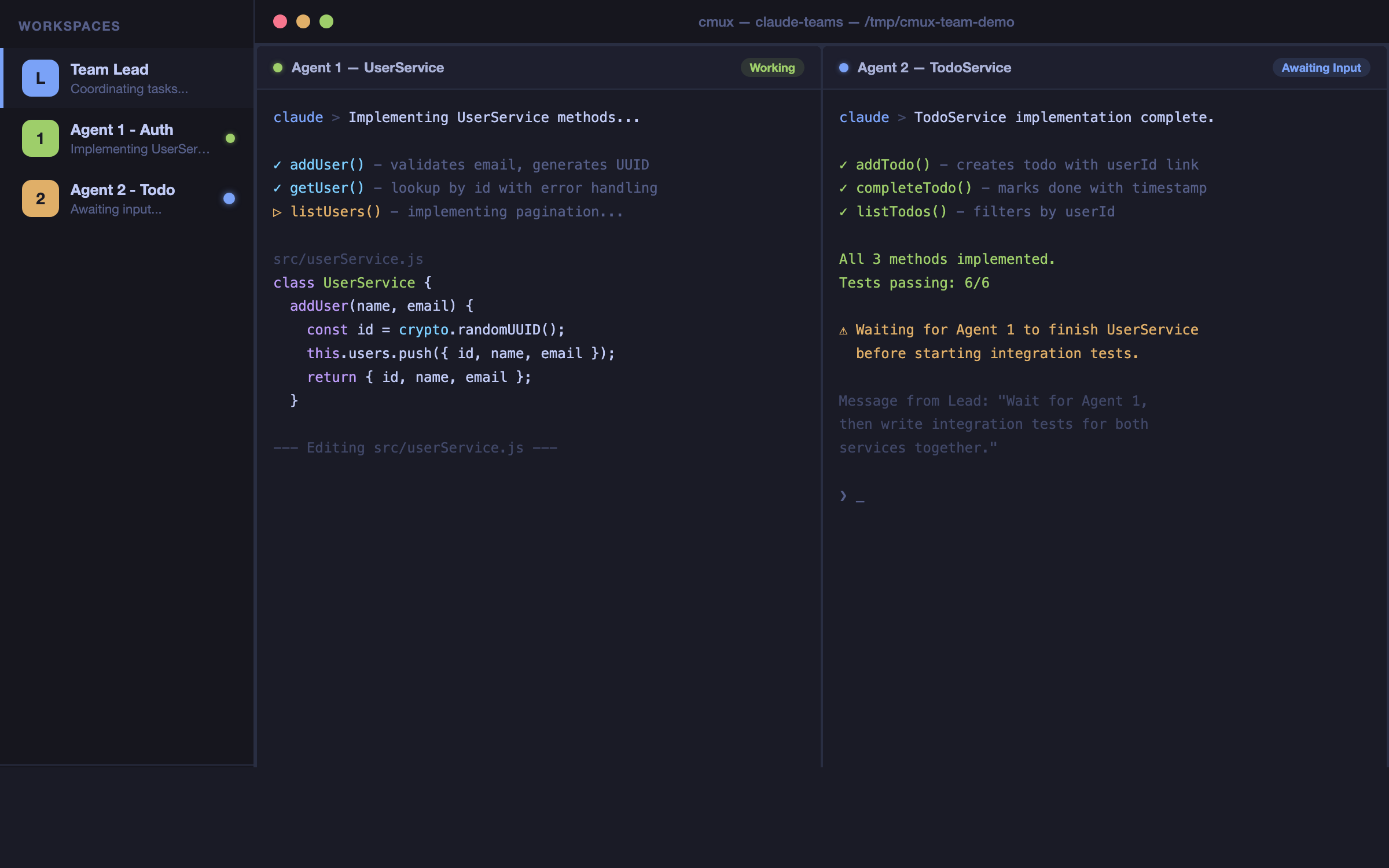 cmux Claude Teams 워크스페이스
